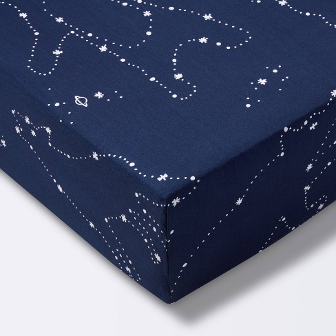 Fitted Crib Sheet Constellation Cloud Island Navy