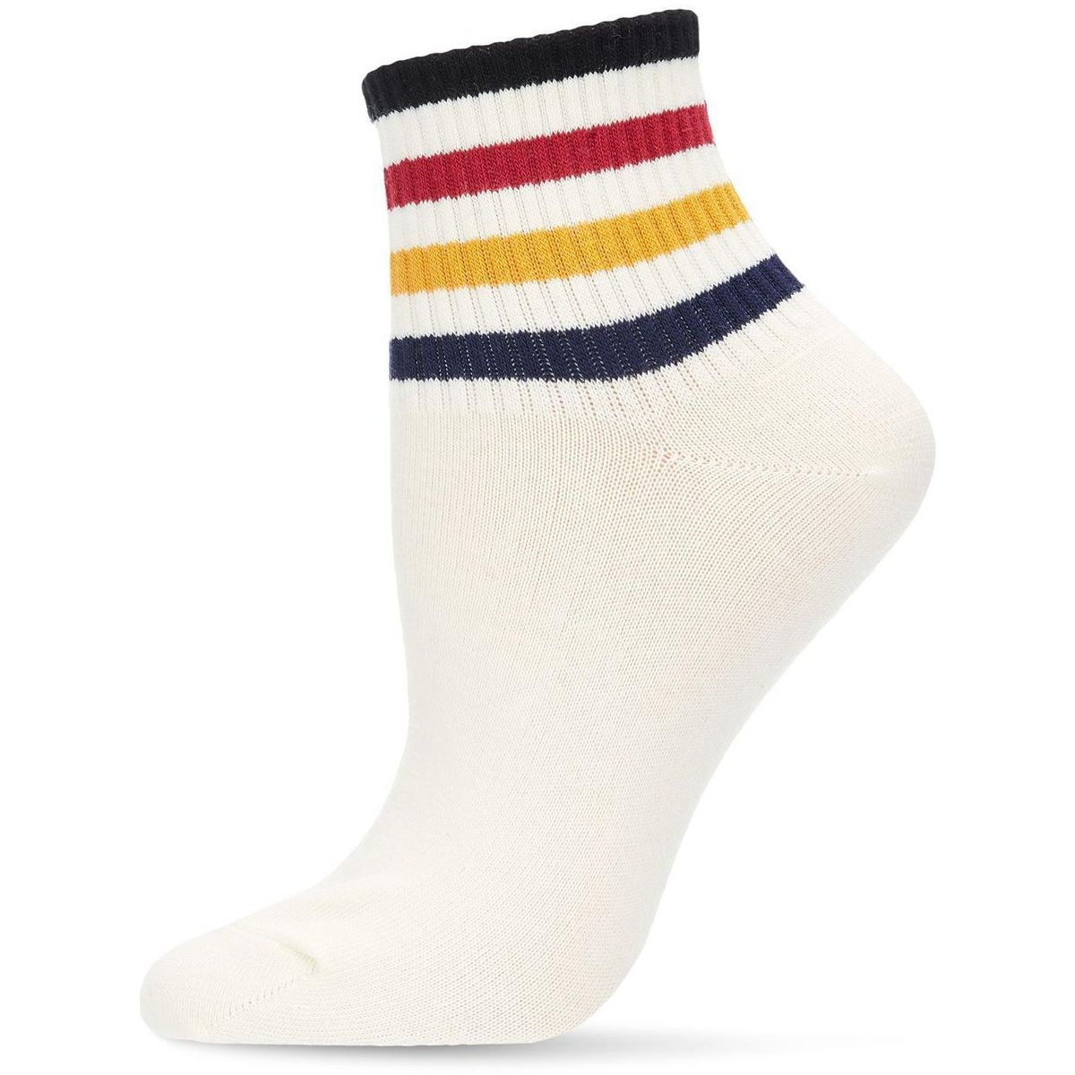 Memoi Women's Cotton Blend Retro Style Multicolor Stripe Anklet Sock - thumbnail 4