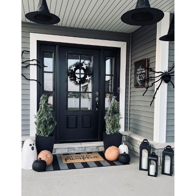 22" Black and White Halloween Ghost and Bat Twig Wreath