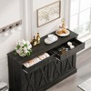 MOEPISY Vintage Black Brown Sideboard with Two Drawers and Four Doors, Black Brown - 3 of 4