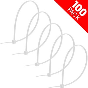 Power Gear 100pk Cable Ties Clear: Plastic Wire Tie Wraps & Zipties for Cable Management - 1 of 4