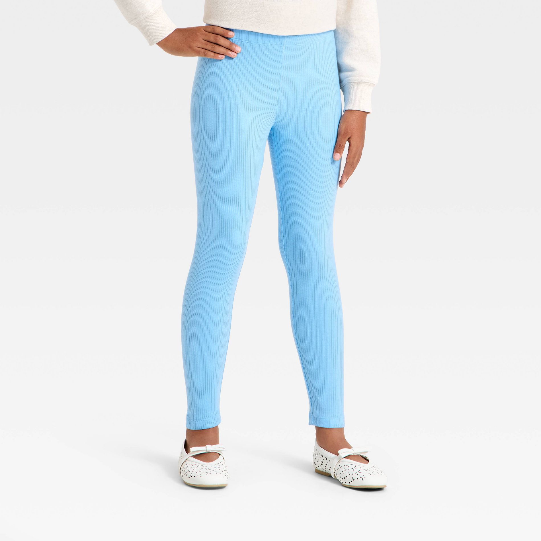 Girls' Ribbed Leggings - Cat & Jack™ Light Blue S