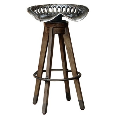 Swivel Antique Tractor Seat Barstool Brown - HomeFare