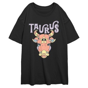 Junior's Lost Gods Taurus Bull Art Symbol Oversized T-Shirt - 1 of 2