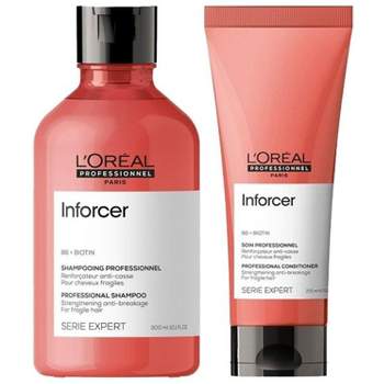 L'Oreal INFORCER Strengthening Shampoo (10.1 oz) & Conditioner (6.7 oz) Duo Set, Weak, Fragile & Damaged Hair | Loreal B6 + Biotin Kit
