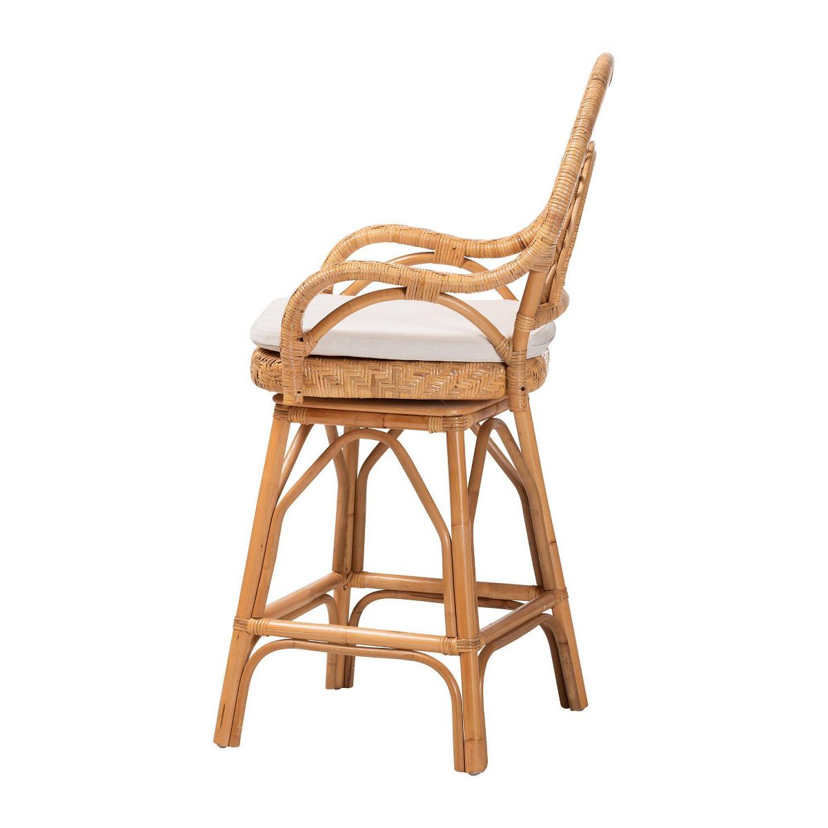 bali & pari Adam Natural Rattan Counter Stool with Cushion Light Honey - thumbnail 3