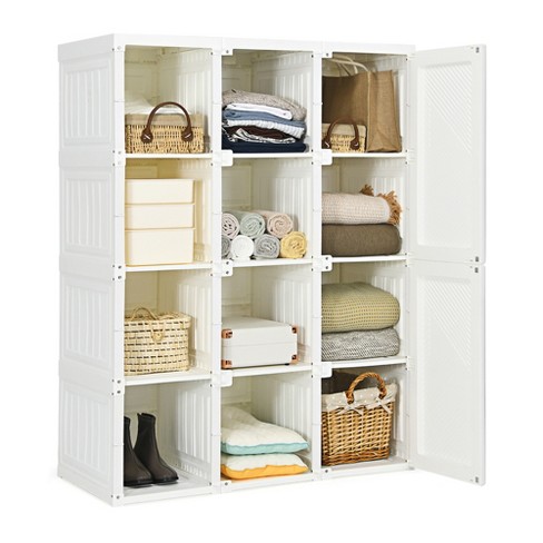 Costway Diy 24 Cube Portable Clothes Wardrobe Cabinet Closet Storage  Organizer W/doors : Target