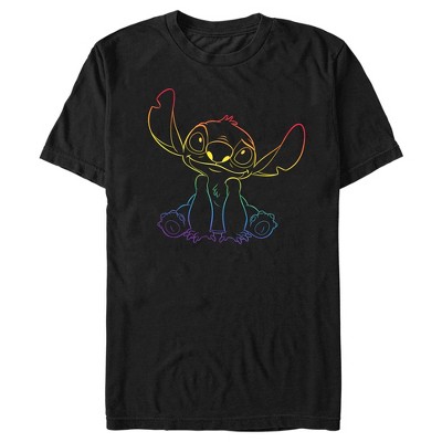 Adult Lilo & Stitch Sitting Cute With Rainbow Pride T-shirt - Black ...