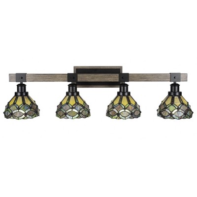 Toltec Lighting Tacoma 4 - Light Vanity in  Black/Painted Wood with 7" Grand Merlot Art Glass Shade