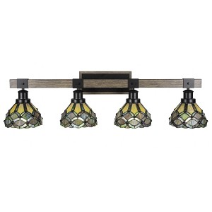 Toltec Lighting Tacoma 4 - Light Vanity in  Black/Painted Wood with 7" Grand Merlot Art Glass Shade - 1 of 1