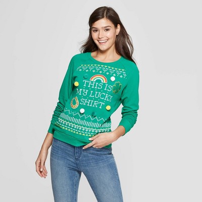 green lucky sweater