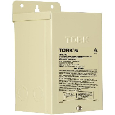 Tork TPX300 Low Voltage 300 Watt Outdoor Pool Spa Garden Landscape Lighting Transformer Box For 12 Volt Incandescent Luminaries and LED Bulbs, Beige