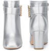 BLISSFUL STEP Women's Square Toe Chunky Heel Rhinestone Buckle Decor Ankle Boots - 2 of 4