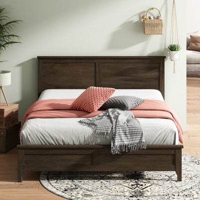 Merax Sleek Pine Wood Frame with Tapered Legs and Sturdy Slats Support