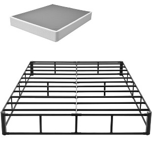 VEVOR Box Spring, Queen Size Bed Frame with Washable Fabric Cloth, Heavy Duty Metal Frame for Queen Bed, 9 in Mattress Foundation, Black - 1 of 4