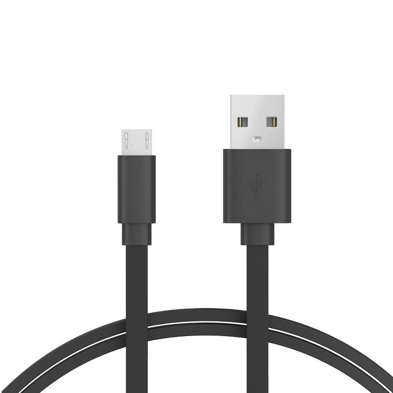 Just Wireless 6&#39; Flat TPU Micro USB to USB-A Cable - Black, 3 of 9