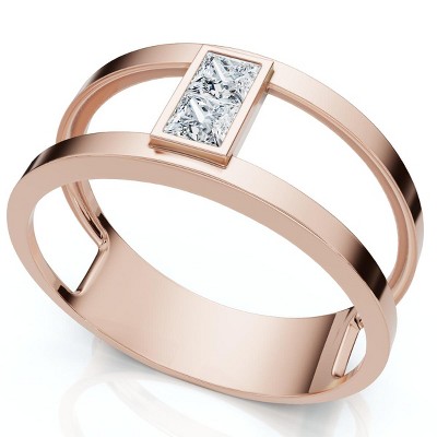 Pompeii3 Certified 1/3ct Parallel Band Diamond Engagement Ring 14k Gold or Pt Lab Created