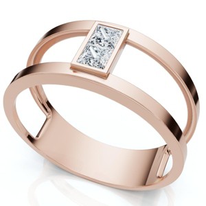 Pompeii3 Certified 1/3ct Parallel Band Diamond Engagement Ring 14k Gold or Pt Lab Created - 1 of 4