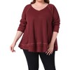 Agnes Orinda Women's Plus Size V Neck Long Sleeve Sweater Patchwork Hem Casual Waffle Knitted Top - 2 of 4