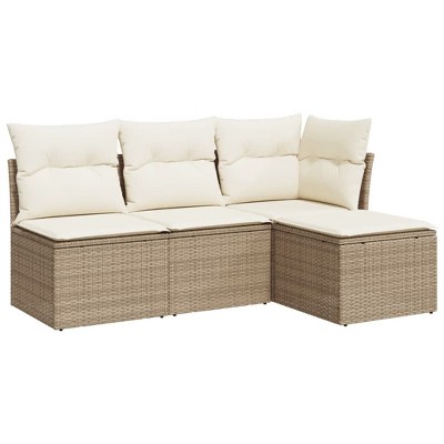 vidaXL 4 Piece Patio Sofa Set with Cushions Poly Rattan