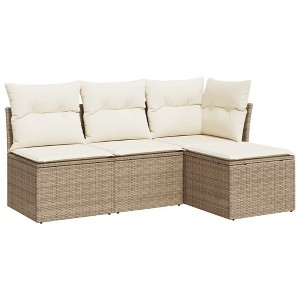 vidaXL 4 Piece Patio Sofa Set with Cushions Poly Rattan - 1 of 4