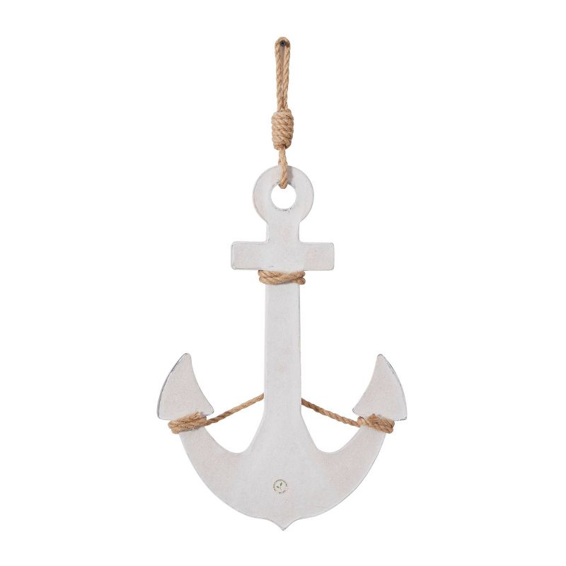 Wooden Anchor Wall Decor with Hanging Rope White - Olivia &#38; May, 5 of 8
