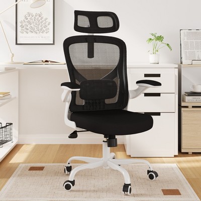 Lirago Ergonomic Office Chair Home Computer Desk Chair Adjustable Lumbar Support Flip Up Armrests Breathable Mesh Seat with Headrest Black