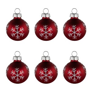 Northlight Christmas Glass Ball Ornament with Snowflake Place Card Holders - 2" - Red - Set of 6 - 1 of 4