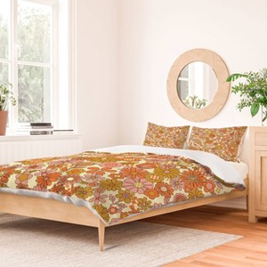 Jenean Morrison Checkered Past in Coral Duvet Cover Set Orange/Pink - Deny Designs - 1 of 4