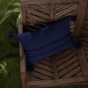 14" x 22" Navy Braided Stripes Hand Woven Premium Outdoor Patio Accent Throw Pillow w/ Tassels - 2 of 4