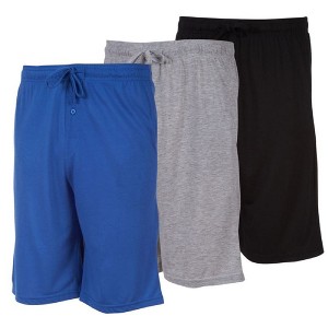 3 Pack Mens Jersey Shorts with Pockets and Drawstring – Soft Men's Lounge Shorts for The House, Sleep PJ, Pajamas – Up to 3XL - 1 of 4