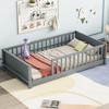MAYEERTY Twin Floor Platform Bed with Guardrails Gray - 2 of 4