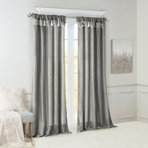 PAGED Faux Silk Blackout Curtains for Bedroom,Window Curtain Panel with Twisted Tab Top,Lined,Curtains for Living Room,Machine Washable - 1 of 4