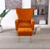 KTMBDW Modern Accent Chair with Ottoman, Boucle Armchair and Footstool, Lounge Reading Chair with Golden Metal Legs for Living Room Bedroom - 3 of 4