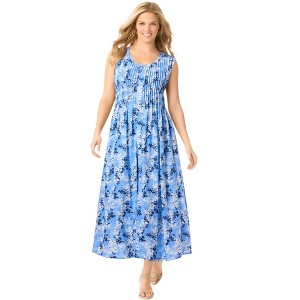 Woman Within Pintucked Sleeveless Dress - 1 of 4