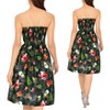 LA LEELA Women's Casual Beach A line Slit Smocked Mini Dress Tube Top Evening Short Strapless Christmas Tree Dress for Women One Size Black - 3 of 4