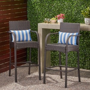 Christopher Knight Home Cascada Outdoor Wicker 30 Inch Barstools (Set of 2) - 1 of 4