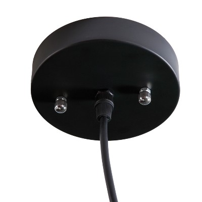 Matte Black Wide-Brim Bell Pendant Light with LED Edison Bulb