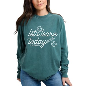 Simply Sage Market S.W.Smiley Let's Learn Today Pencil Garment Dyed Long Sleeve - 1 of 4