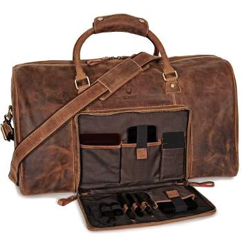 Donbolso Handcrafted Leather Men's Travel Bag Carry-on Luggage - Brown