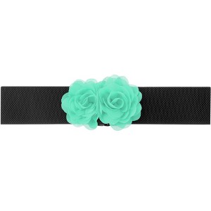 INSPIRE CHIC Women's Elastic Wide Double-Flower Stretch Corset Waist Belt 1 Pc - 1 of 4
