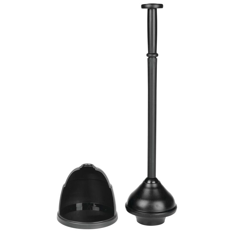 mDesign Plastic Freestanding Toilet Plunger and Storage Cover Set, 3 of 7