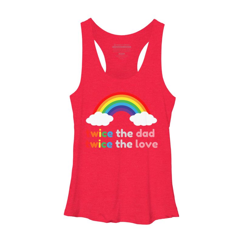 Adult Design By Humans Rainbow Twice The Dad & Love By Racerback Tank Top, 1 of 3