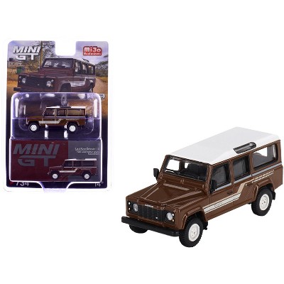 1985 Land Rover Defender 110 County Station Wagon Russet Brown with White Top Limited Edition 1/64 Diecast Model Car by Mini GT