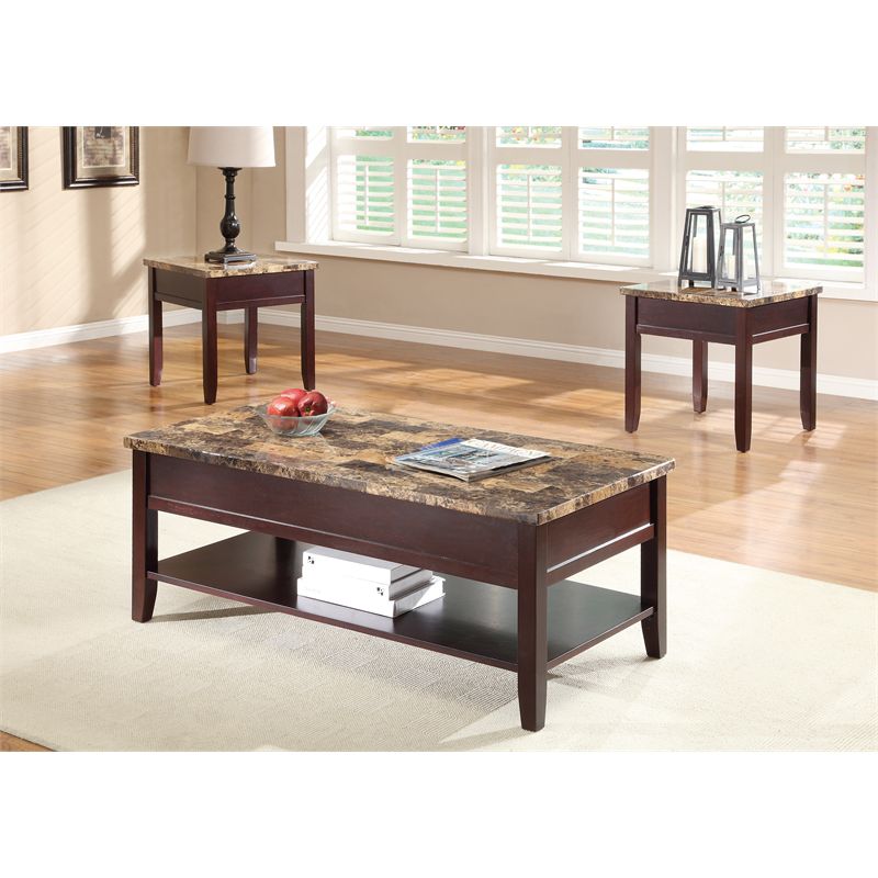 Orton Faux Marble Top End Table in Dark Cherry - Lexicon, 2 of 3