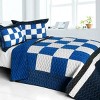 Slickblue Full/Queen 3 PC Quilt Set, Vermicelli-Quilted TC Fabric, Plaid Design, 13 Color Options, 90.5"x90.5" - 4 of 4