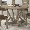 Modern Farmhouse Round Dining Table,4 Seats Solid Wood Small Space Dining Table,Kitchen Table With Rubberwood Antique Finishing-Coolbibila - 3 of 4