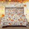 Hachikiko All-Season Pumpkin Quilt Set Soft Lightweight Coverlet with Pillow Shams, Modern Autumn Leaves Design - 3 of 4