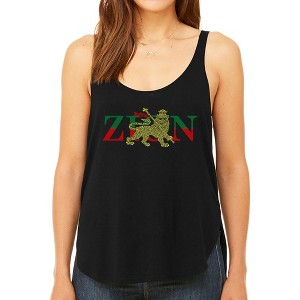 LA Pop Art Women's Premium Word Art Flowy Tank Top - Zion - One Love - 1 of 4