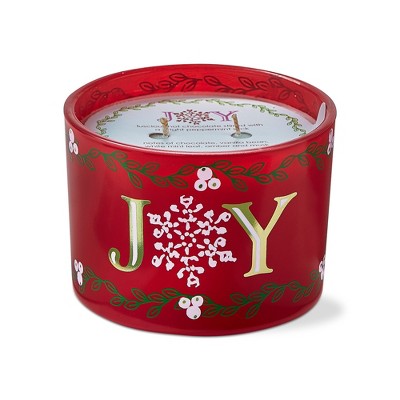 tagltd 12 oz. "Joy" Fragrance Christmas Holiday Candle Hot Chocolate Stirred Peppermint Stick Vanilla Bean White Mint Leaf Amber Scents
